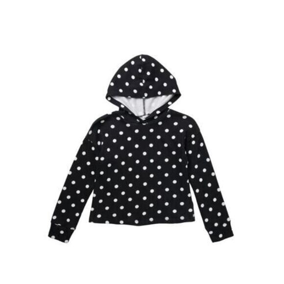 Harper Canyon Girls Polka Dot Print Pullover Hoodie Black Ivory Dot Medium 8-10 - Picture 1 of 2